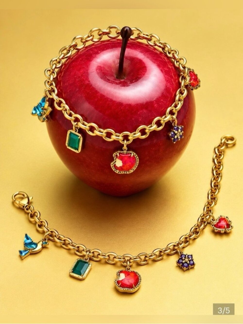 NWT Kendra Scott Disney Gold-Tone Snow White Charm Bracelet 8"